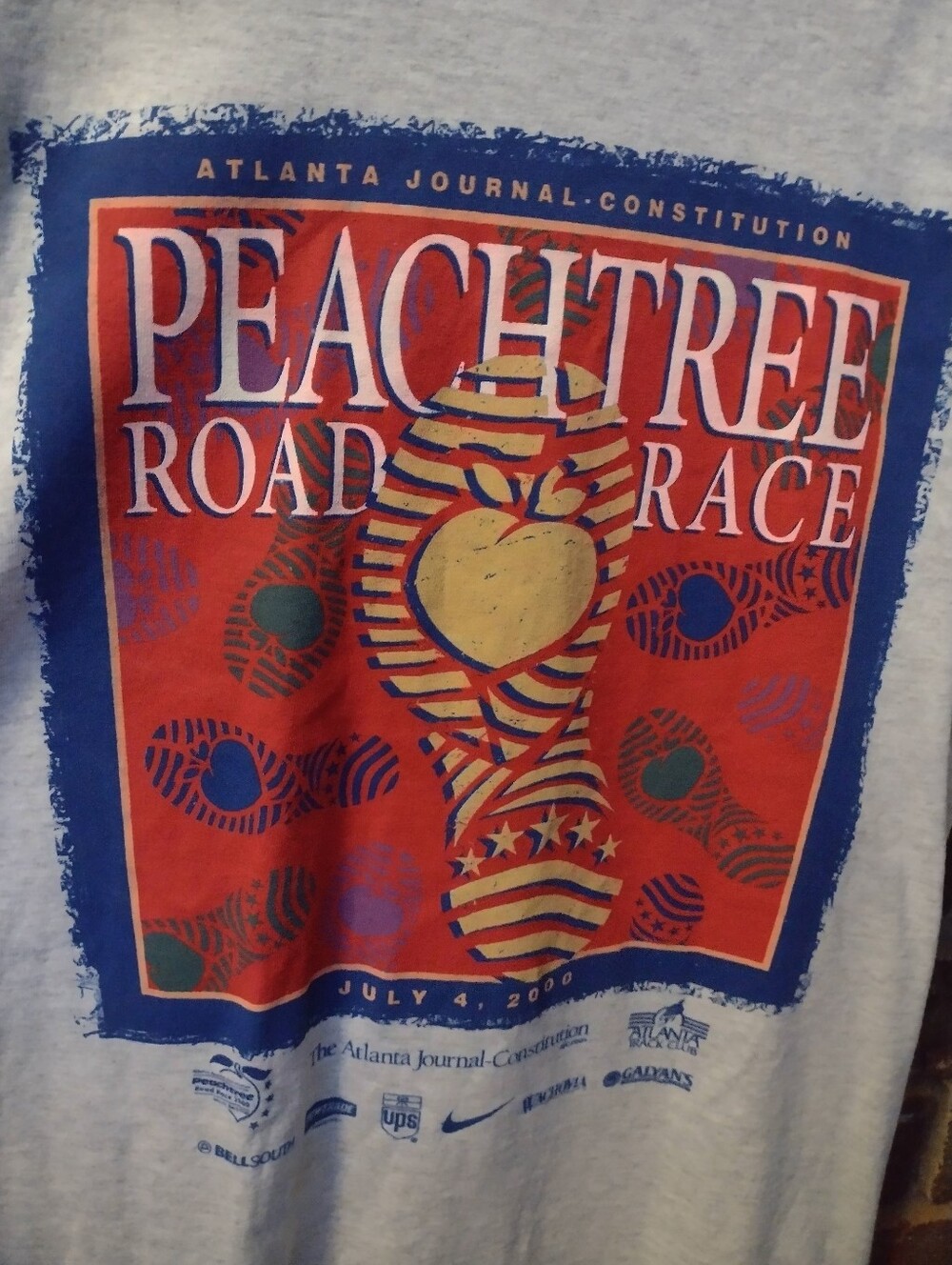 VTG Cotton Graphics 2000 AJC Peachtree Road Race Tee Shirt Men's Large Gray Y2K - Picture 2 of 6